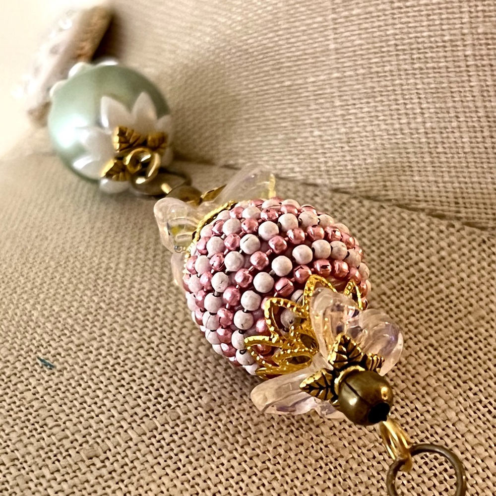 NEW!! Heart Pink Stone Necklace Peacock Earrings Set Handmade Design - Picture 11 of 15